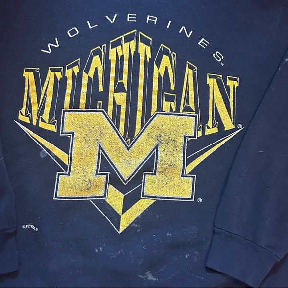 Vintage University of Michigan Wolverines Crewneck Sweatshirt Made in USA - Picture 3 of 8